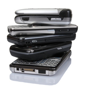 Old cell phone pile