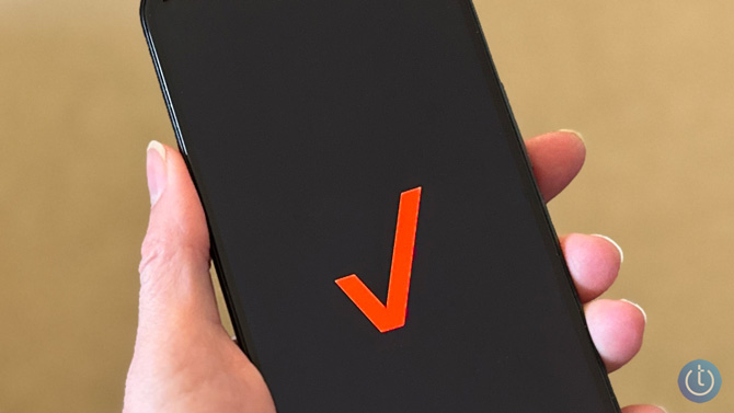 Phone showing the Verizon logo