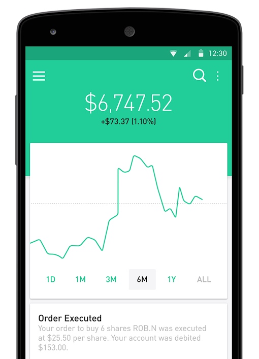 Robinhood brokerage app for Android