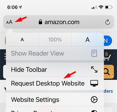 Safari request desktop site
