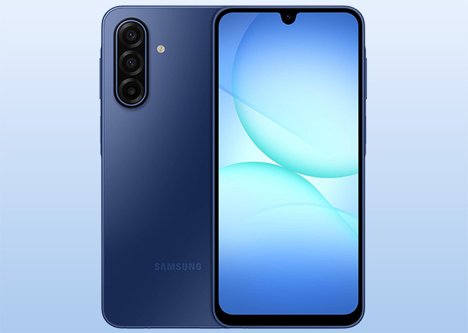 Samsung Galaxy A17 5G shown from the front and back