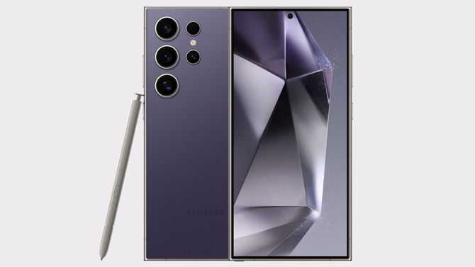 Samsung Galaxy S24 Ultra in Titanium Violet.