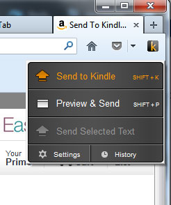 Send to Kindle button