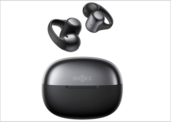 shokz open dos open ear earbuds in black