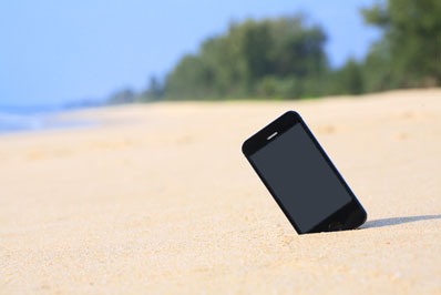 smartphone on the beach