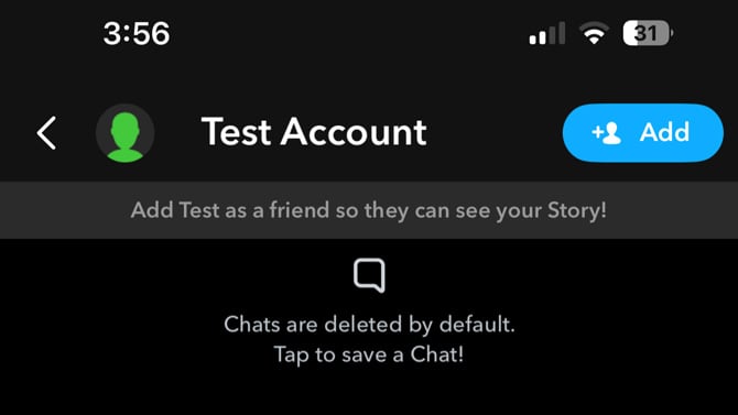 Screenshot of an account with the blue add button.