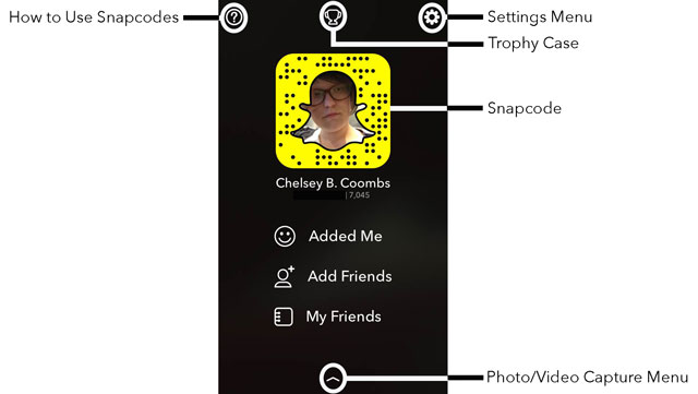 Snapchat Personal Info/Stats/Add Friends Menu