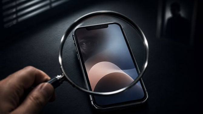 Concept image of spying on an iPhone