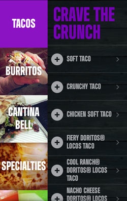 Taco Bell mobile ordering app