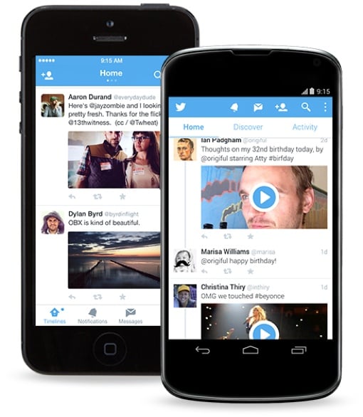 Twitter on mobile devices