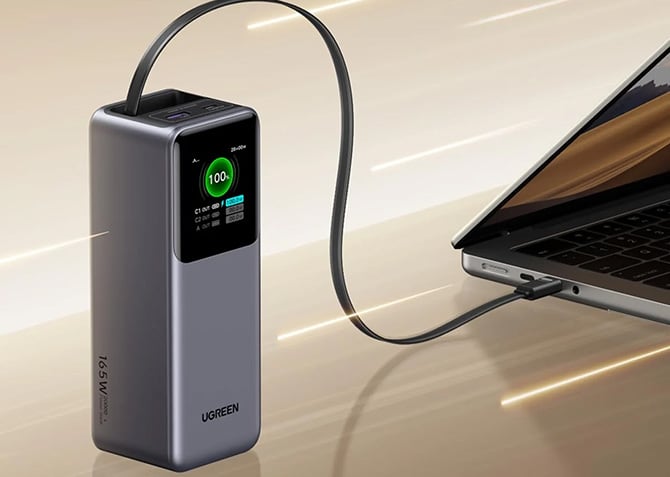 UGREEN Nexode Power Bank plugged into a laptop