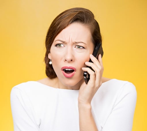 Woman upset at telemarketer