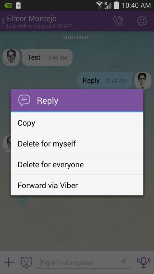 Viber message deletion feature