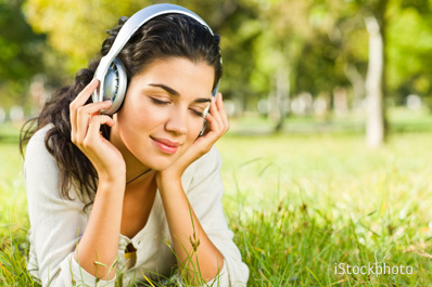 woman listening to music