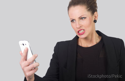 Woman upset with phone