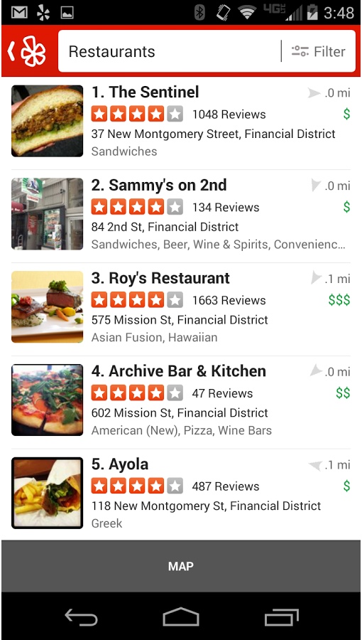 Yelp Android Screenshot