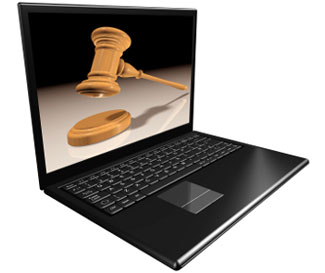 laptop showing auction gavel