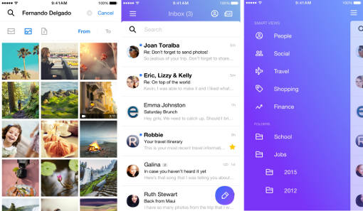 Screenshots of new Yahoo Mail app